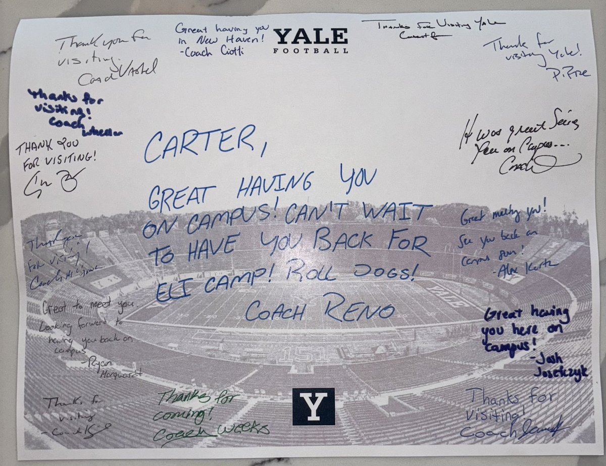 Carter Cooney (@carter_cooney_) on Twitter photo Appreciate the letter <a href="/yalefootball/">Yale Football</a> <a href="/CoachRenoYale/">Tony Reno</a> <a href="/coach_smcgowan/">Sean McGowan</a> Excited for it!!
<a href="/CoachGuttuso/">Nick Guttuso</a> <a href="/RamapoFootball/">šamapo Football</a> Appreciate the letter <a href="/yalefootball/">Yale Football</a> <a href="/CoachRenoYale/">Tony Reno</a> <a href="/coach_smcgowan/">Sean McGowan</a> Excited for it!!
<a href="/CoachGuttuso/">Nick Guttuso</a> <a href="/RamapoFootball/">šamapo Football</a>