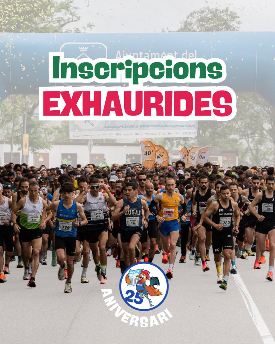 INSCRIPCIONS EXHAURIDES I TANCADES!!😝

Runners hem fet rècord d’inscripcions! El pròxim diumenge 11 de maig serem 1350 corredors i corredores pels carrers del Prat de Llobregat. 🥳

Gràcies a tots i totes, serà un 25è aniversari increïble!

#elprat #esports #cursadeltaprat25