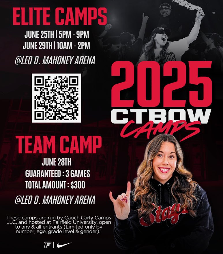 Fairfield Women’s Basketball (@stagswbball) on Twitter photo Mark your calendars 📅
Don’t miss out on the chance to run with the Stags and learn from the best!
For more details click the QR code or contact Coach E at ebrown2@fairfield.edu Mark your calendars 📅
Don’t miss out on the chance to run with the Stags and learn from the best!
For more details click the QR code or contact Coach E at ebrown2@fairfield.edu
