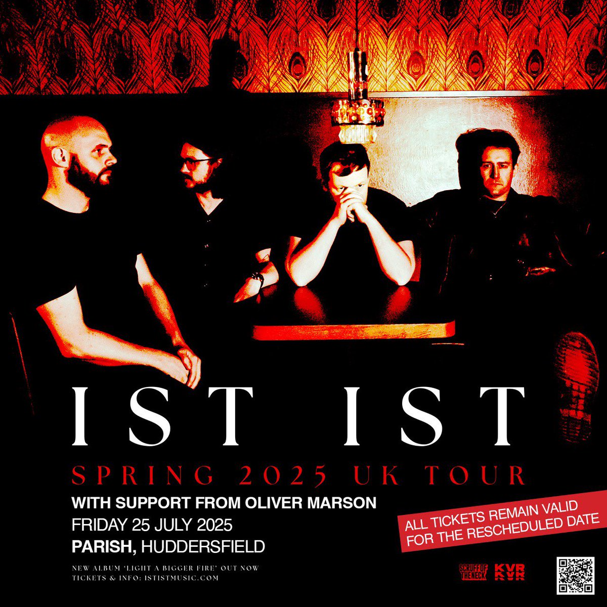 We’re unfortunately having to reschedule next Friday’s sold out show in Huddersfield.

Due to ongoing power issues at the venue the show has been rescheduled to Friday 25th July. We’re very sorry for any inconvenience caused but the situation is out of our control and we hope to