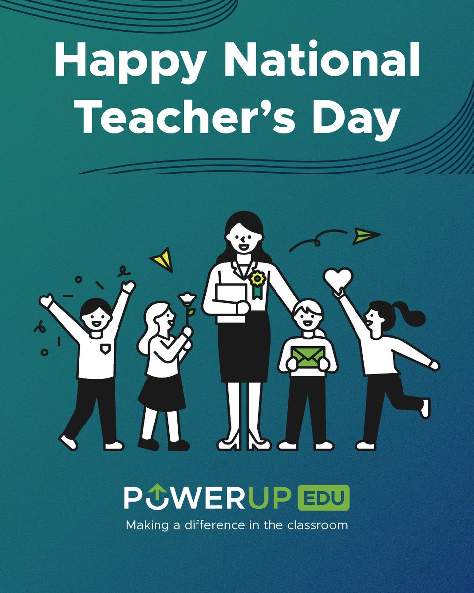 To the real MVPs of education  🙌

 Today we celebrate the teachers who show up, innovate, and inspire - every day.

 You turn challenges into breakthroughs and classrooms into communities.

 PowerUpEDU sees you and we’re proud to be your partner. 

💡
 #NationalTeacherDay