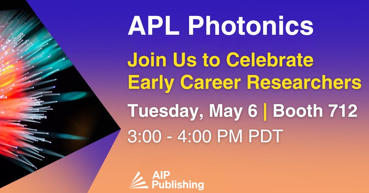 If you're attending #CLEO2025 stop by AIP Publishing Booth 712 TODAY from 3-4pm PDT for an event to celebrate early career researchers and our newest Future Luminary Award winners. 

Learn more about how we celebrate early career researchers!
👉 aippub.org/4jMTjxZ