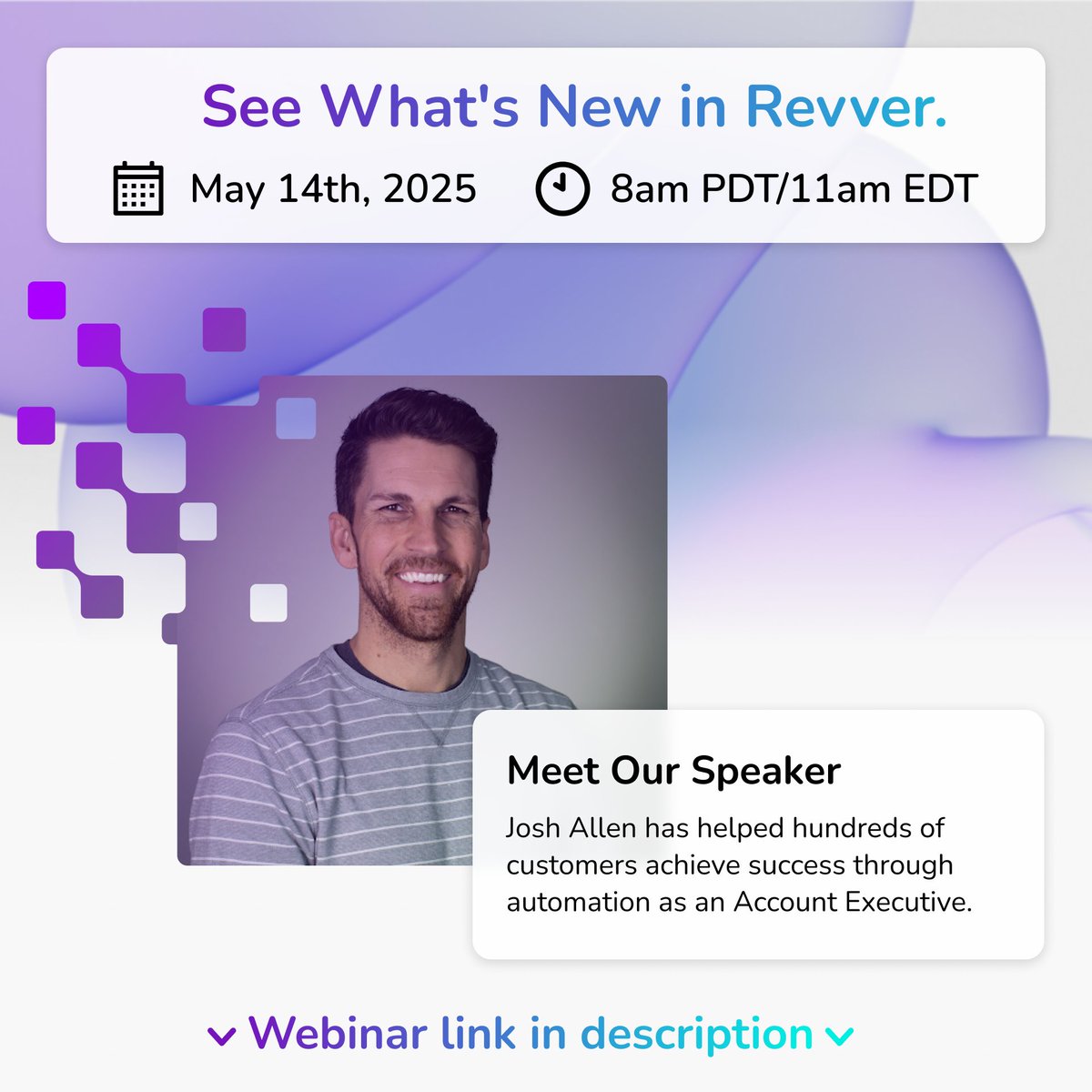 RevverDocs's tweet image. Whether you’re a long-time user or just getting started, this webinar will give you actionable insights and practical guidance to maximize your Revver experience. 📈
May 14th, 2025 | 8am PDT/11am EDT

Save your spot today! lnkd.in/gtSp73bZ