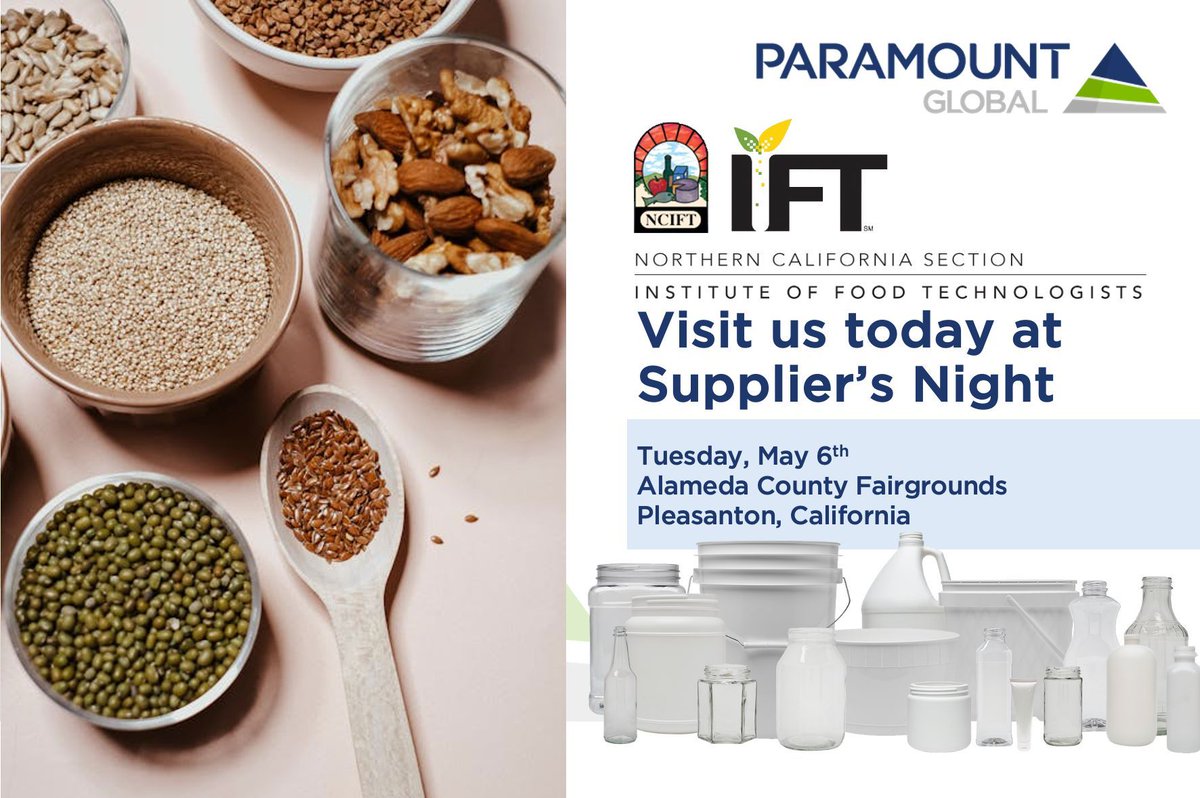 ParamountGlbl's tweet image. We’re at #NCIFT Suppliers Night tonight in Pleasanton! Swing by our table to chat about packaging and supply chain solutions. Let’s simplify things together. 🙌 #PackagingSimplified #IFTSuppliersNight