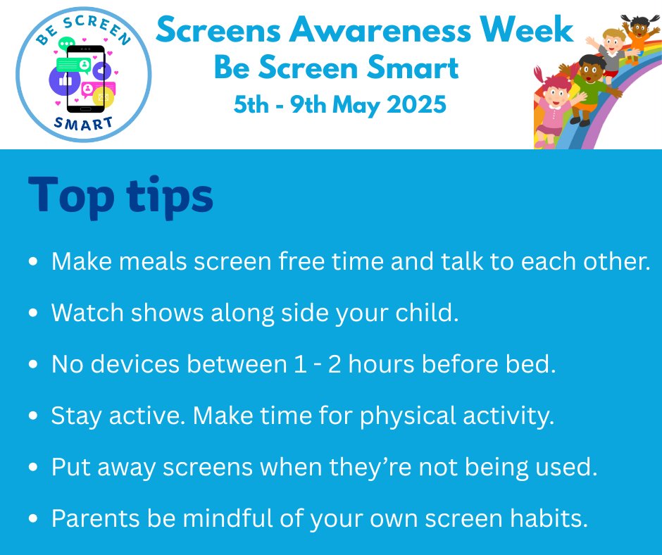 This week is Screens Awareness Week 2025! 

Here are a few top tips for balancing screen time: youtube.com/watch?app=desk…

How many of these are you already using with your family? Can you challenge yourself to include as many as possible?  Remember to be savvy with your screens!