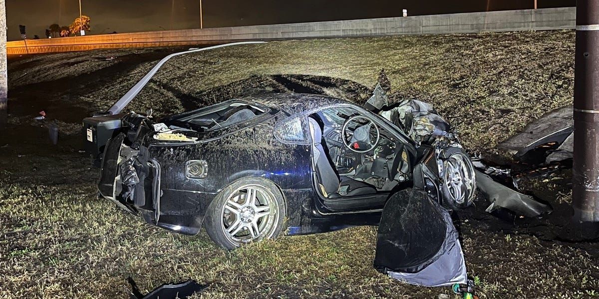 JDM-spec MkIV Toyota Supra wrecked after 100-mph chase ends in PIT maneuver, police say. bit.ly/3GF8met
