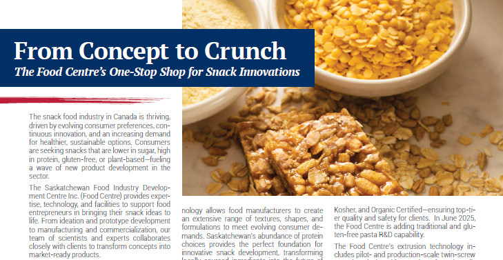 STEP (@sasktrade) on Twitter photo "The Saskatchewan Food Industry Development Centre Inc. provides expertise, technology, and facilities to support #food entrepreneurs in bringing their snack ideas to life." 🌾➡️🍽️
Discover everything the <a href="/food_centre/">Sask. Food Centre</a> can do on pg. 22 of #GlobalVentures: sasktrade.com/global-venture… "The Saskatchewan Food Industry Development Centre Inc. provides expertise, technology, and facilities to support #food entrepreneurs in bringing their snack ideas to life." 🌾➡️🍽️
Discover everything the <a href="/food_centre/">Sask. Food Centre</a> can do on pg. 22 of #GlobalVentures: sasktrade.com/global-venture…