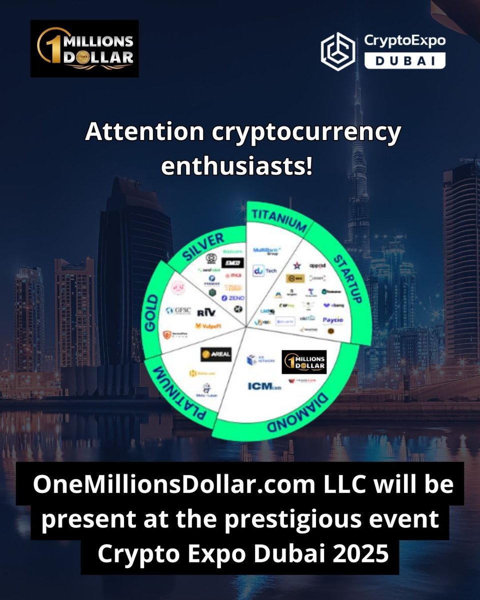 OMDBlockchain's tweet photo. 🚨 Attention cryptocurrency enthusiasts! 🚨

✨ #CryptoExpoDubai, is a key platform connecting visionaries, innovators and world leaders in #Cryptocurrencies, #Blockchain, #Web3, #AI, #DeFi, #NFTs and #Metaverse

#OneMillionsDollar #Dubai2025 https://t.co/6BWSQIeTVg