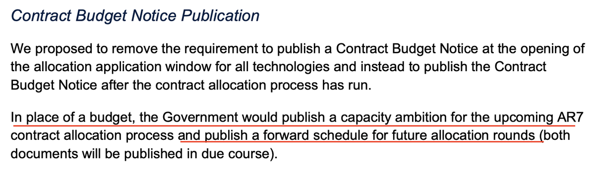 NEW: Big changes for UK renewable auctions

For "AR7" CfD auction this yr, UK govt will publish a "capacity ambition" ie how many GW it wants to buy, instead of the "£budget" used previously

eg says need 12GW offshore wind in AR7/8

Aim is to help deliver clean power by 2030
1/4