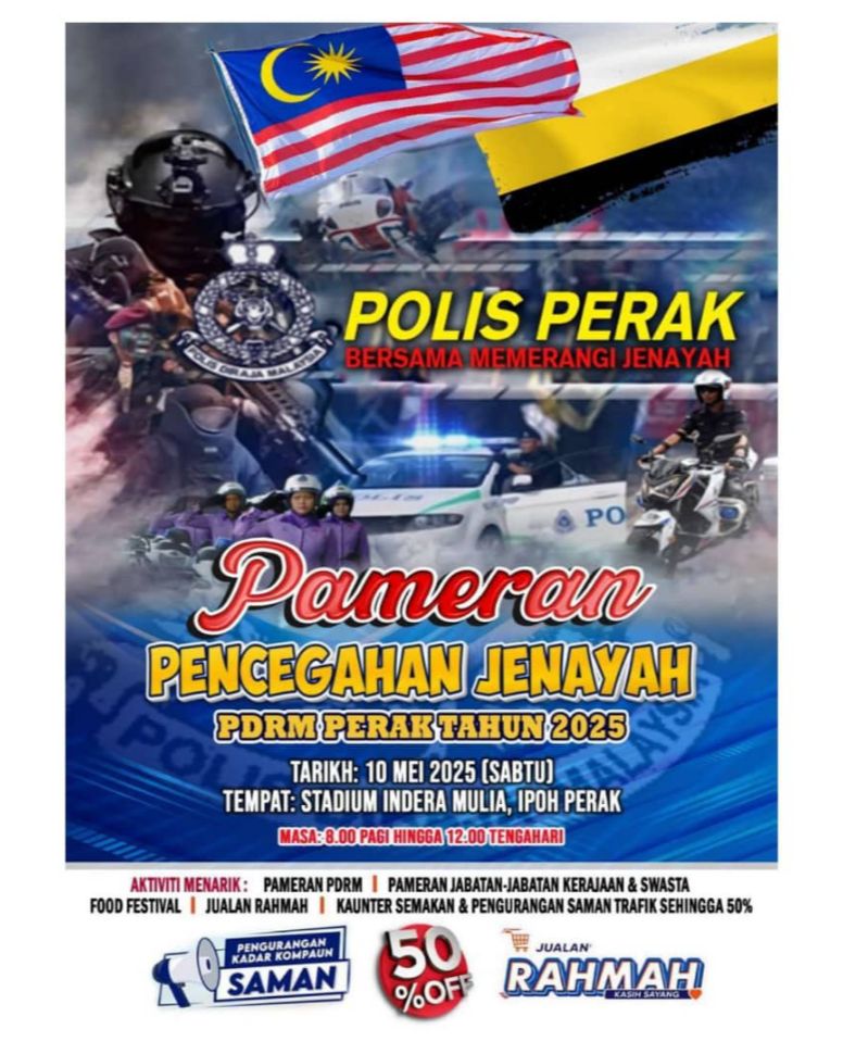 HEBAHAN: PAMERAN PENCEGAHAN JENAYAH PDRM PERAK TAHUN 2025

Bacaan lanjut menerusi pautan berikut, 
facebook.com/share/p/15rWh5…