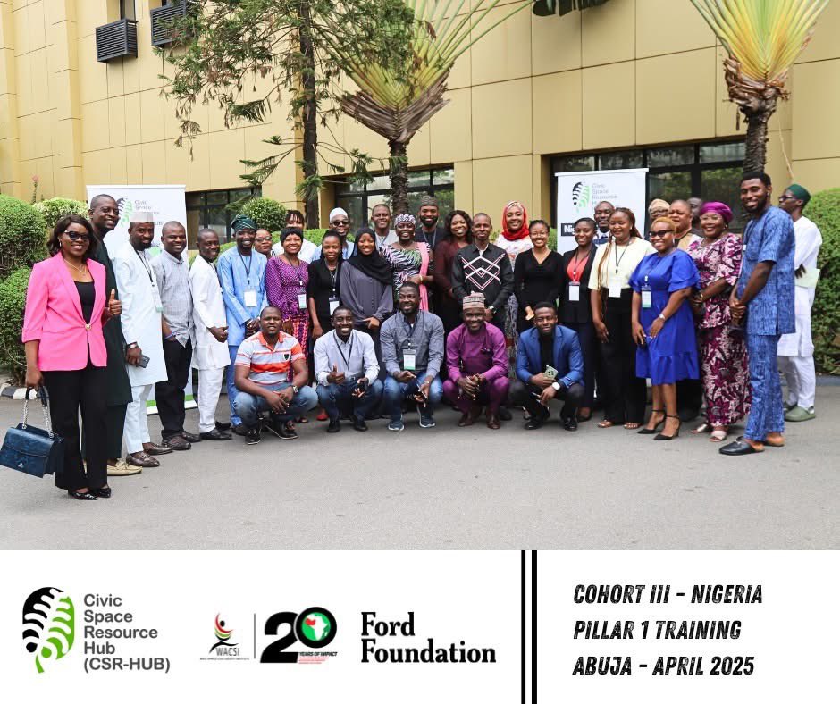 celsir_org's tweet photo. CELSIR was honored to be one of 30 organizations selected for CSR-Hub Cohort 3.
Represented by our Program Coordinator, Funmi Ogunleye, we engaged in 4 days of learning on nonprofit compliance and civic space advancing our mission.
#CELSIR #CSRHUB #WACSI https://t.co/1yEXHOmRj9