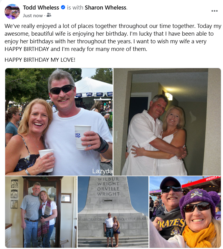 todd_wheless's tweet photo. HAPPY BIRTHDAY MY LOVE! @sharonwheless https://t.co/OENbCYLC3i