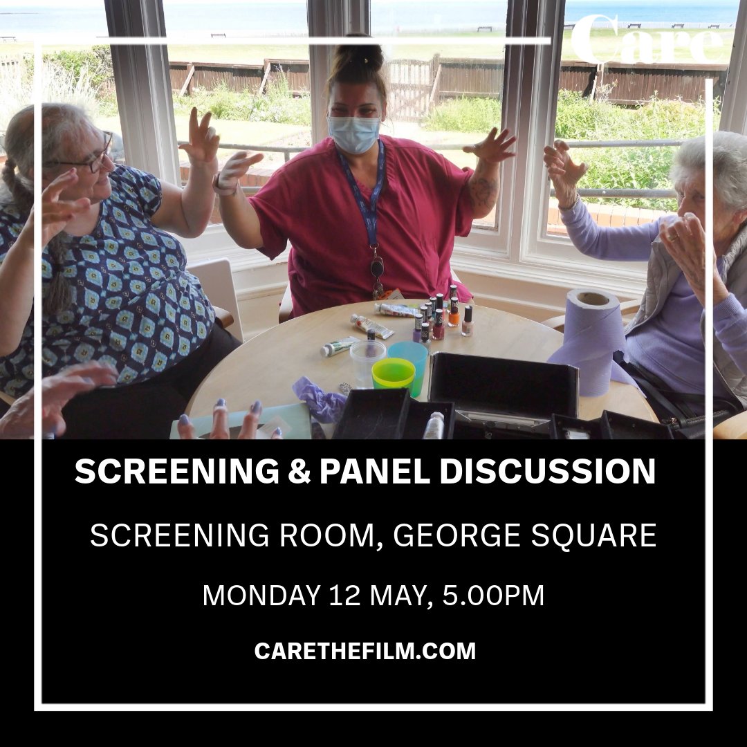Care - Documentary Film. UK tour spring 2025 (@carethefilm) on Twitter photo Join us in Edinburgh next Mon 12th May, 5pm, for a screening of CARE at 50 George Square.
After, dir. Alastair Cole will join Dr. Autumn Roesch-Marsh (Uni. of Edinburgh) + Ben Richards (<a href="/CommunityUnion/">Community Union</a> ) to discuss the essential work of care staff.
🎟️ eventbrite.co.uk/e/1317644984619 Join us in Edinburgh next Mon 12th May, 5pm, for a screening of CARE at 50 George Square.
After, dir. Alastair Cole will join Dr. Autumn Roesch-Marsh (Uni. of Edinburgh) + Ben Richards (<a href="/CommunityUnion/">Community Union</a> ) to discuss the essential work of care staff.
🎟️ eventbrite.co.uk/e/1317644984619