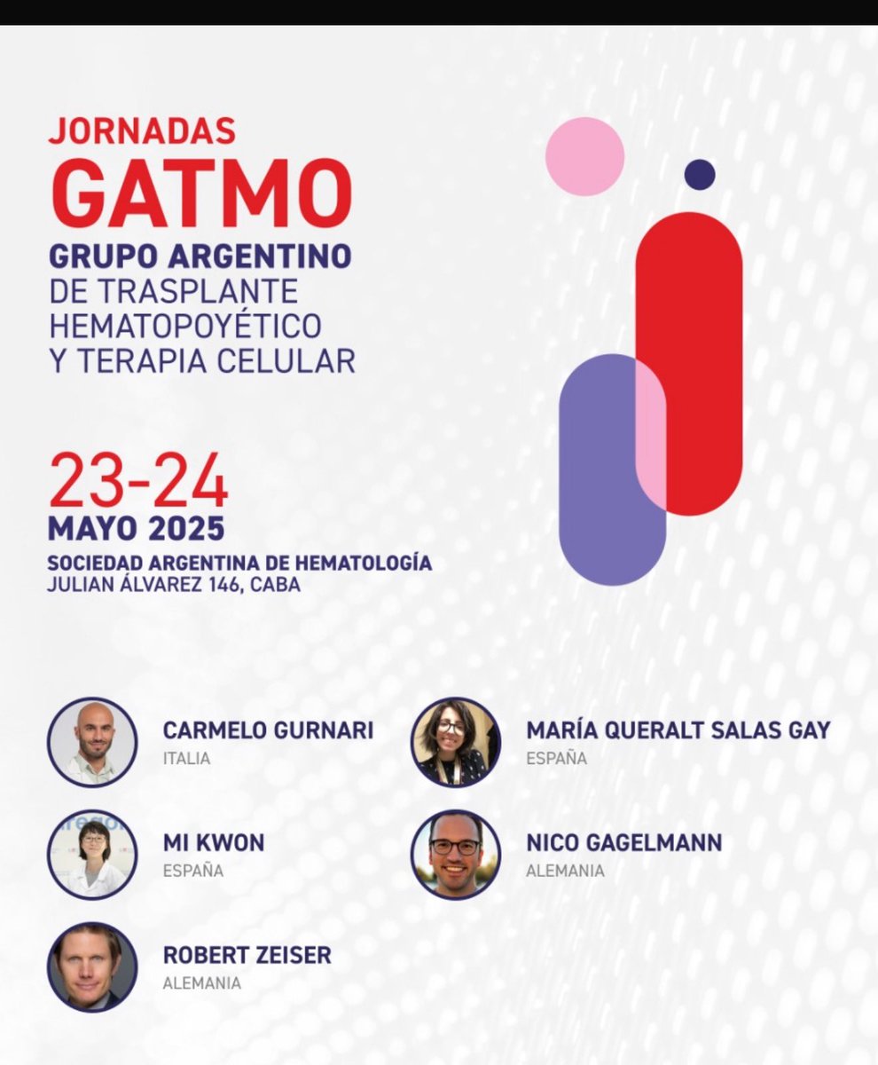 Big things are happening in Buenos Aires!
🧬 GATMO 2025: Stem Cell Transplant &amp; Cell Therapy
📅 May 23–24 | 📍CABA
🤝 Connect, learn &amp; grow
Sign up now: gatmo.sahonline.com.ar
#GATMO2025 #NextGenHematology #Networking