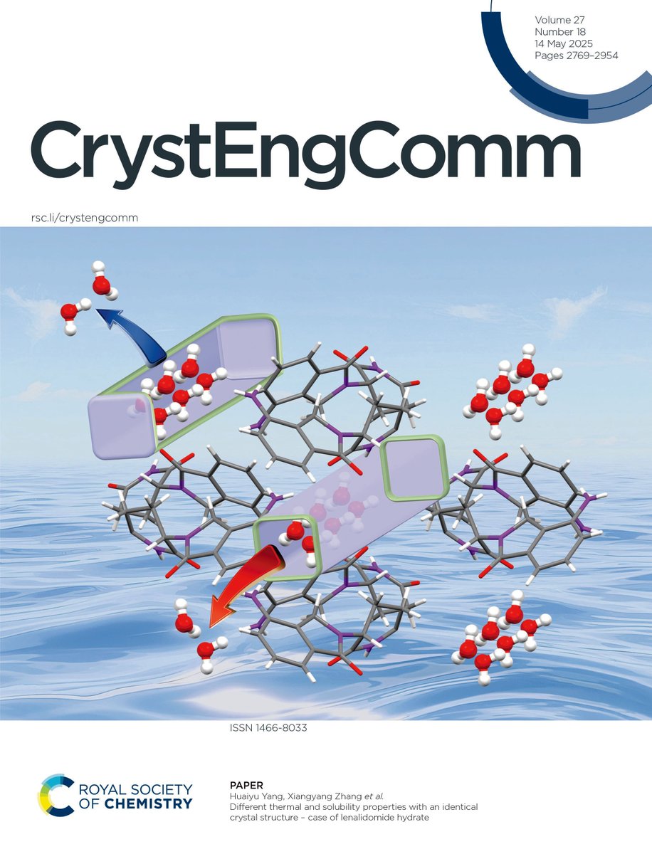 CrystEngComm (@crystengcomm) on Twitter photo The #OpenAccess article showcased on the cover of issue 18 is by <a href="/yanghuaiyu/">Huaiyu Yang</a>, Xiangyang Zhang & co. on different thermal & solubility properties with an identical crystal structure – case of lenalidomide hydrate. Take a look!👀⬇
🔓 doi.org/10.1039/D4CE00…
📍<a href="/lborouniversity/">Loughborough University</a> The #OpenAccess article showcased on the cover of issue 18 is by <a href="/yanghuaiyu/">Huaiyu Yang</a>, Xiangyang Zhang & co. on different thermal & solubility properties with an identical crystal structure – case of lenalidomide hydrate. Take a look!👀⬇
🔓 doi.org/10.1039/D4CE00…
📍<a href="/lborouniversity/">Loughborough University</a>