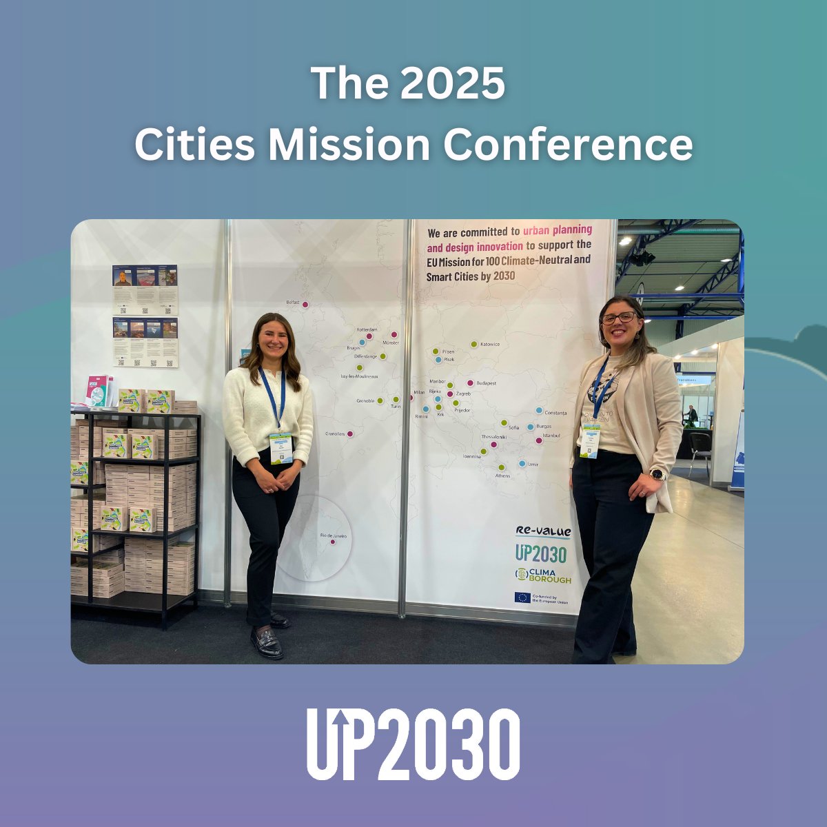 📍We’re at the Cities Mission Conference 2025 in Vilnius!
Come visit the <a href="/UP2030_HE/">UP2030 HE</a>  booth and meet Alisa &amp; Costanza.
We're here to share how cities are driving climate action toward 2030. Let’s connect!

#UP2030 #CitiesMission #NZC2025 #ClimateNeutral