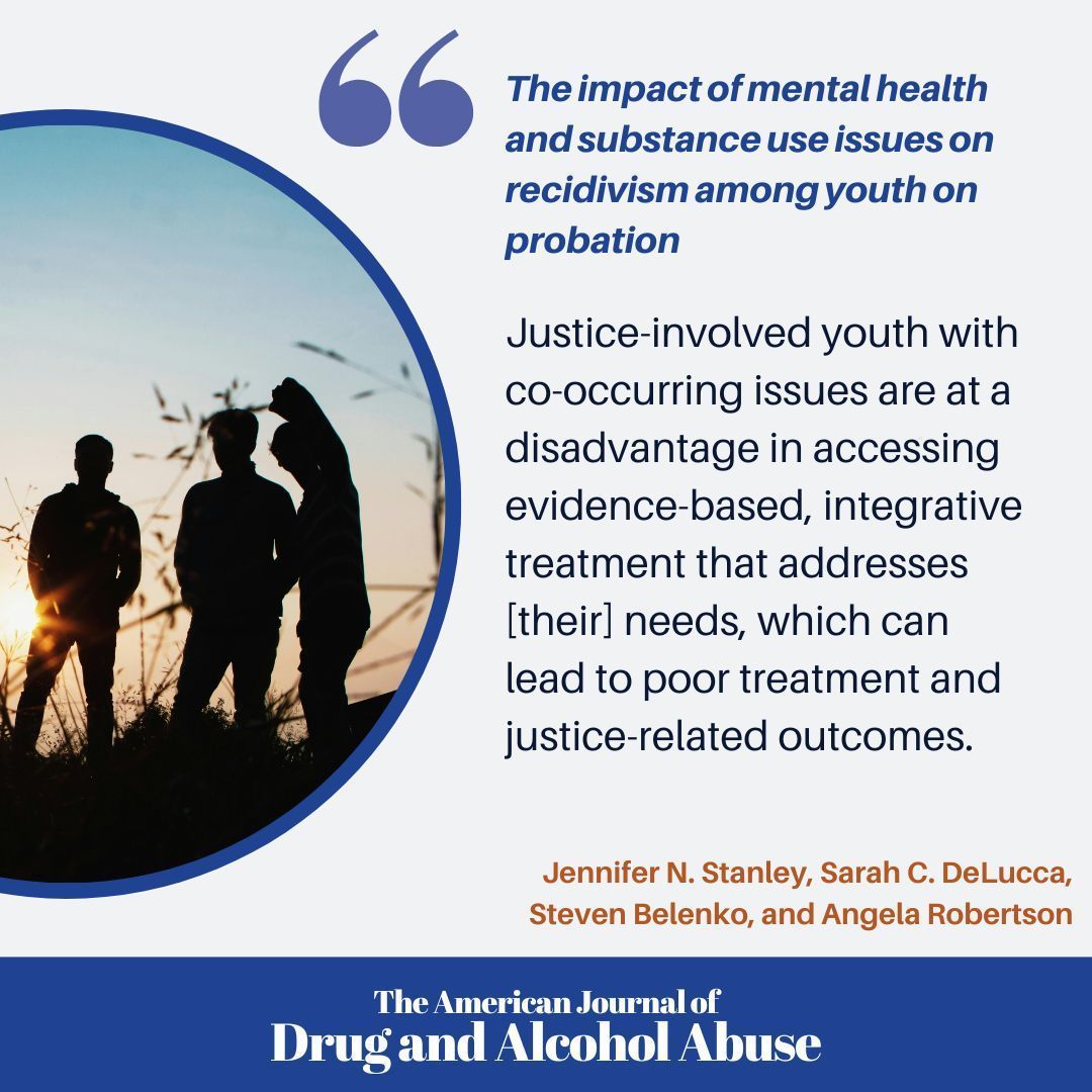 Youth on probation with both mental health &amp; substance use issues are 3.5x more likely to reoffend. Treatment helps—but one size doesn’t fit all. Tailored, integrated care is key. New findings from JJ-TRIALS: tandfonline.com/doi/full/10.10…