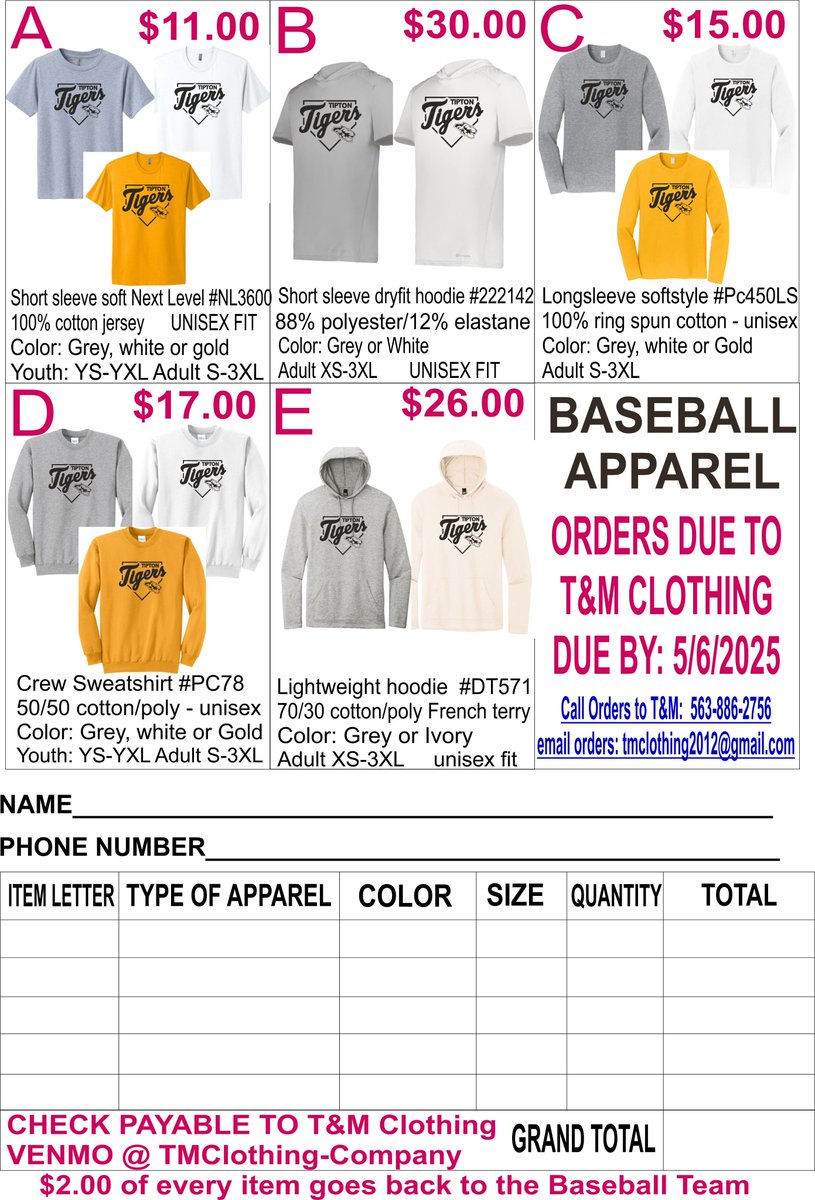 TiptonBaseball's tweet image. Good 1st practice yesterday by our guys. 1st game in 2 weeks vs West Branch. Reminder that Baseball Fan Apparel is due today at T&amp;amp;M.