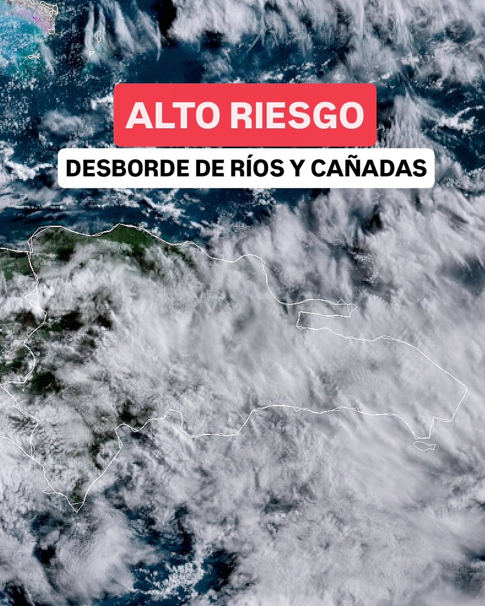 🔴🔴ALERTA | Quinto día consecutivo con lluvias torrenciales en gran parte de República Dominicana: se mantiene el riesgo muy elevado de inundaciones severas, desbordamientos significativos de ríos y cañadas, además de ráfagas de viento, descargas eléctricas y granizadas.

🔴La