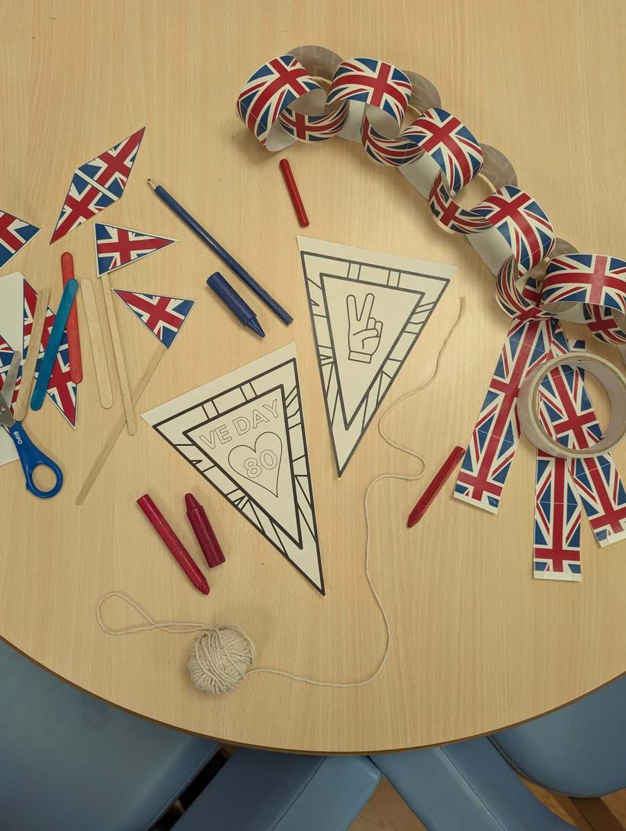 Today we are preparing decorations for our upcoming VE day celebrations with the help of our patients. We are ready to celebrate and commemorate with everyone this Thursday 🇬🇧🕊️