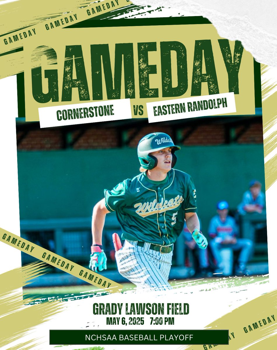 💥 ROUND 1️⃣ 💥

Wildcats are back in action today as we host #18 Cornerstone in the first round of the NCHSAA Playoffs! 

🆚 Cornerstone Charter  
📍 390 Eastern Randolph Rd
📆 May 6th, 2025
⏰ First pitch scheduled for 7:00pm 
⛅️ 73 Degrees 
🎙️<a href="/SportsToneNet/">SportsTone.net</a> 

GO CATS!