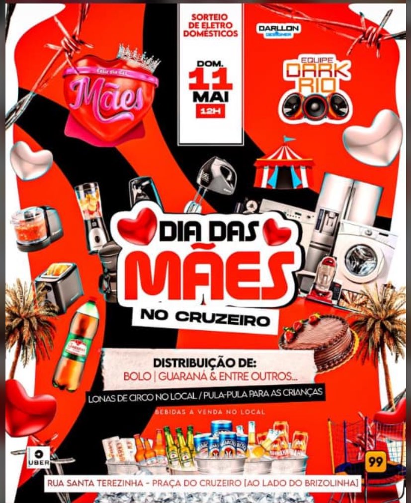Domingo tem o nosso sorteio, dia das mães, no morro do cruzeiro 🎉🥳