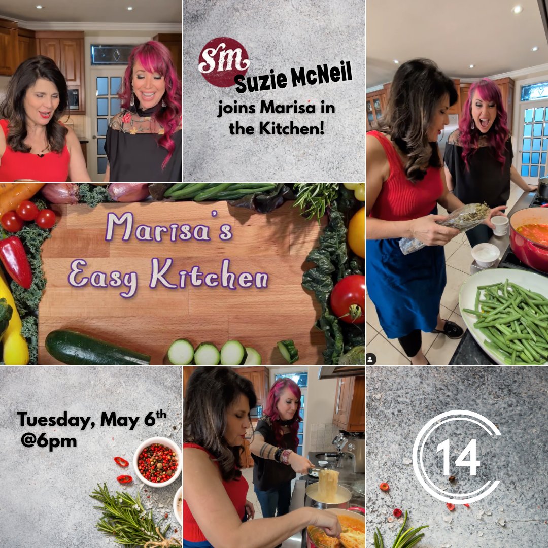 👀 Look who's joining <a href="/marisamariella/">marisa mariella</a> in the kitchen this week!! Juno award winner <a href="/SuzieMcNeil/">Suzie McNeil</a>!! Tune in tonight at 6pm to see what they're cooking up!! 👍 Watch on CABLE14 &amp; cable14.com
