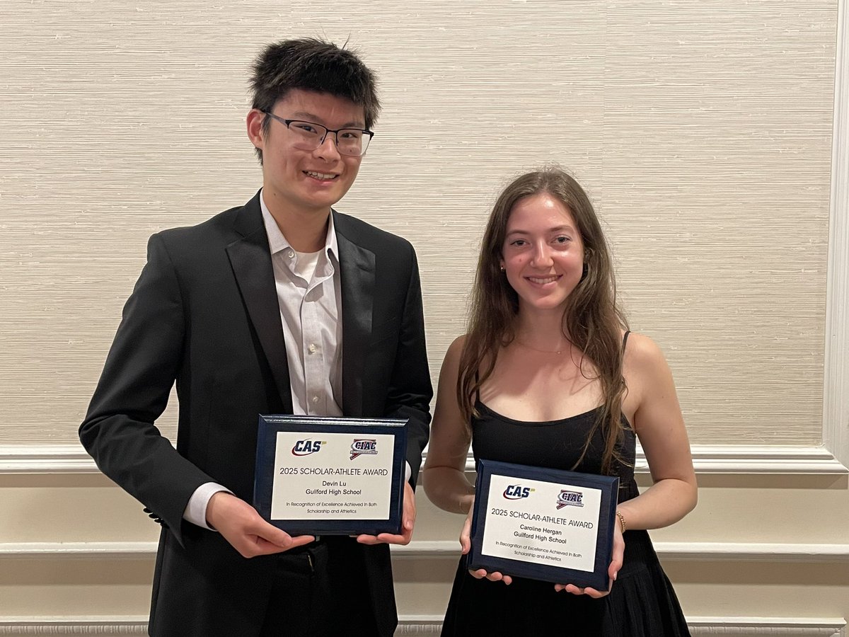 Congratulations to Devin Lu and Caroline Hergan for being named the 2025 Guilford High School CIAC Scholar Athletes!!!!
