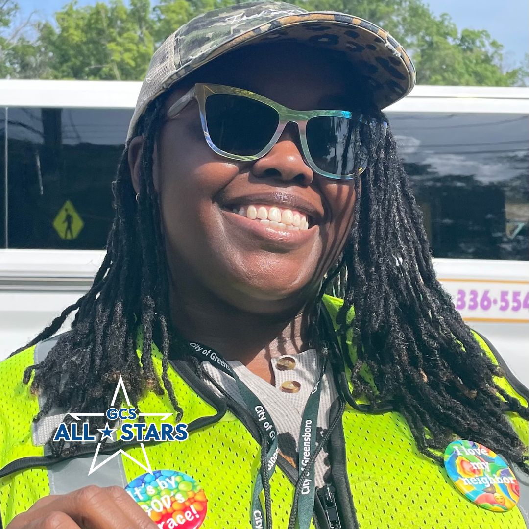 GCSchoolsNC's tweet photo. #GCSAllStars | All-star crossing guard Love Dameron keeps our students at the Academy at Lincoln and Dudley High safe. With a smile, dance and wave, Dameron balances traffic and greets students with ease.π
To nominate your #GCSAllStar, visit: https://t.co/XoU5GfklJv https://t.co/mDmhctHjf2