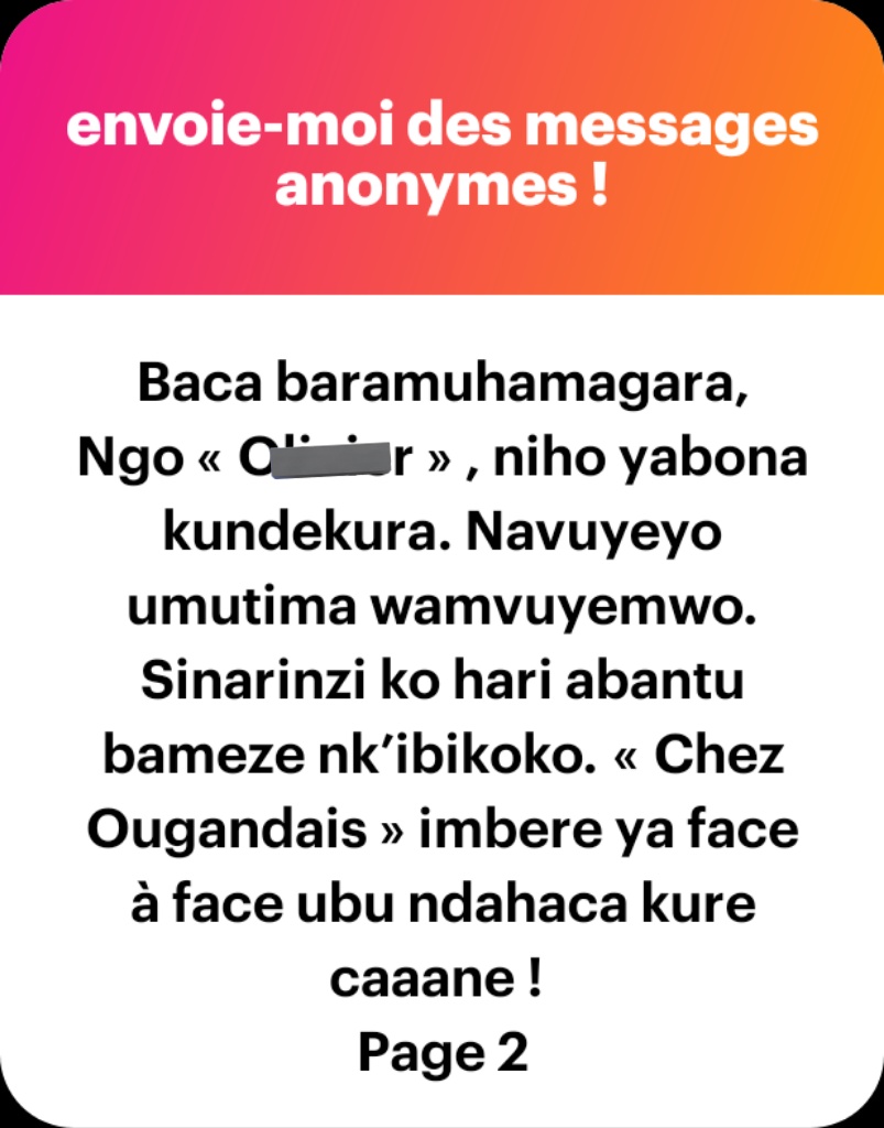 " Il a fermé la porte, ambwira ko andekura aruko ndamuhaye, aca amfungira amaboko inyuma .." 😳🥱

#Abatwip