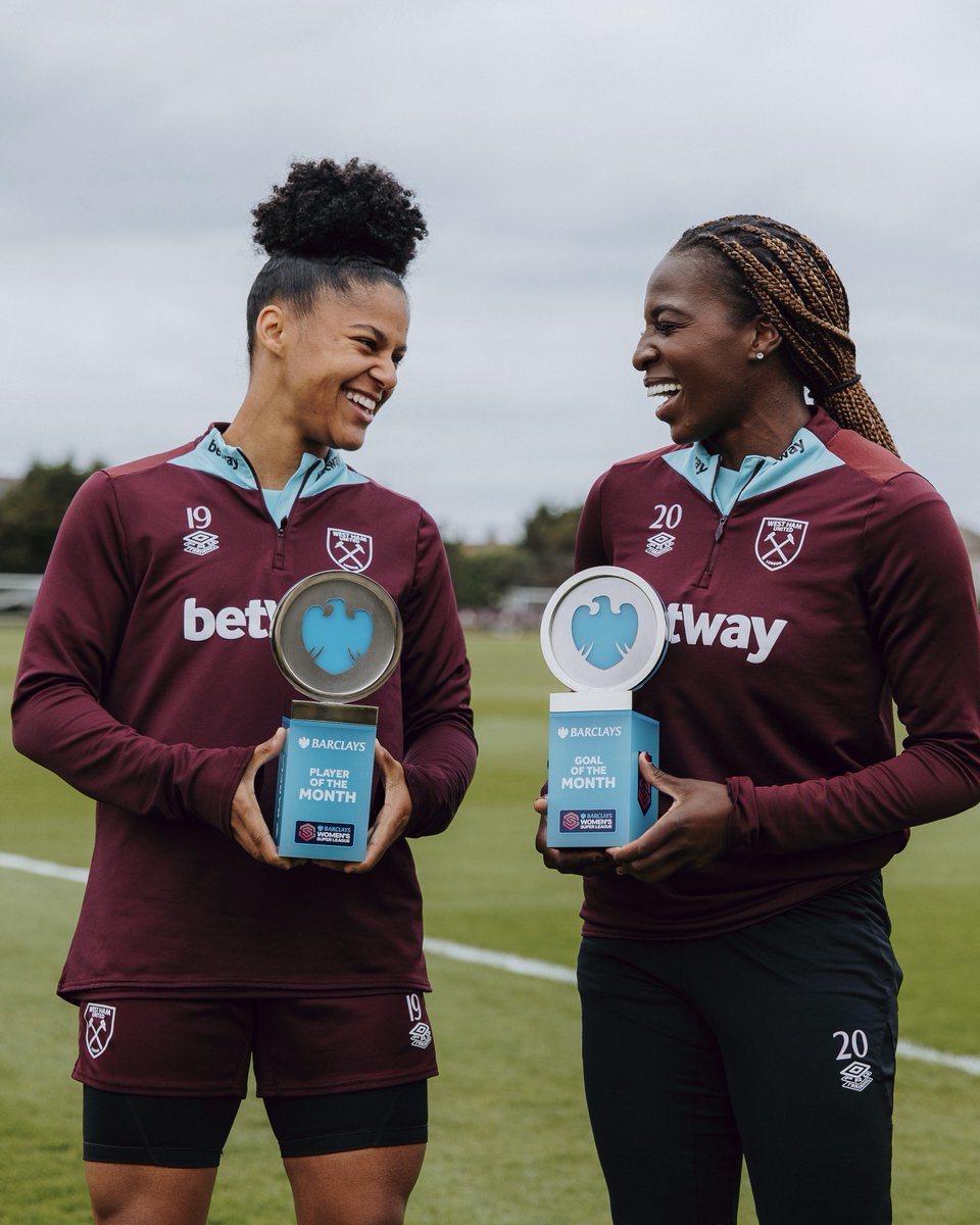 Making history, together ⚒️

For the first time, we've won two <a href="/BarclaysWSL/">Barclays Women's Super League</a> monthly awards - Player and Goal of the Month, courtesy of Martinez and Asseyi 🏆🏆