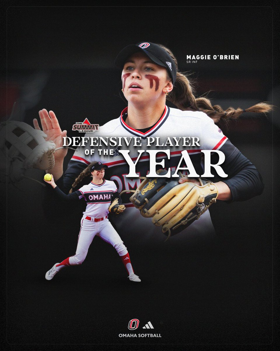 Omaha Softball (@omahasb) on Twitter photo ๐ซ๐ท๐ถ๐
<a href="/maggie__obrien6/">Maggie OโBrien</a> is the second Maverick to be crowned <a href="/TheSummitLeague/">The Summit League</a> Defensive Player of the Year๐ค
โถ๏ธ Has started every game of her collegiate career
โถ๏ธ .945 fielding percentage
โถ๏ธ Turned 6๏ธโฃ double plays
#GoMavs | #ReachTheSummit ๐ซ๐ท๐ถ๐
<a href="/maggie__obrien6/">Maggie OโBrien</a> is the second Maverick to be crowned <a href="/TheSummitLeague/">The Summit League</a> Defensive Player of the Year๐ค
โถ๏ธ Has started every game of her collegiate career
โถ๏ธ .945 fielding percentage
โถ๏ธ Turned 6๏ธโฃ double plays
#GoMavs | #ReachTheSummit