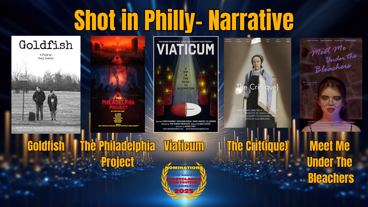 FirstGlance Film Festivals- Checkmark since 2019 (@firstglancefilm) on Twitter photo Congratulations to the nominees
Shot in Philly- Narrative
Goldfish-Tony Lawton
The Philadelphia Project-Jesse Torres
Viaticum-<a href="/DerekFreyFilms/">Derek Frey</a>
The Crit(ique)-Zoey Hudson
Meet Me Under The Bleachers-Sophie Aguila
See them at the 28th <a href="/FirstGlanceFilm/">FirstGlance Film Festivals- Checkmark since 2019</a> #FilmFest #Philly Congratulations to the nominees
Shot in Philly- Narrative
Goldfish-Tony Lawton
The Philadelphia Project-Jesse Torres
Viaticum-<a href="/DerekFreyFilms/">Derek Frey</a>
The Crit(ique)-Zoey Hudson
Meet Me Under The Bleachers-Sophie Aguila
See them at the 28th <a href="/FirstGlanceFilm/">FirstGlance Film Festivals- Checkmark since 2019</a> #FilmFest #Philly