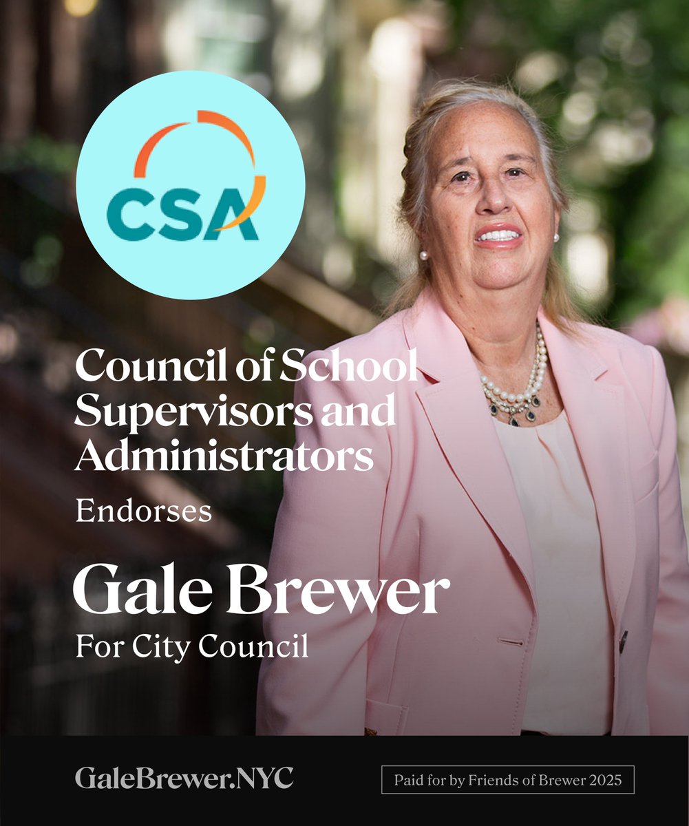 I'm honored to be endorsed by the Council of School Supervisors and Administrators, a union representing over 6500 education professionals in our public schools and Centers for Early Childhood Education. Thank you!