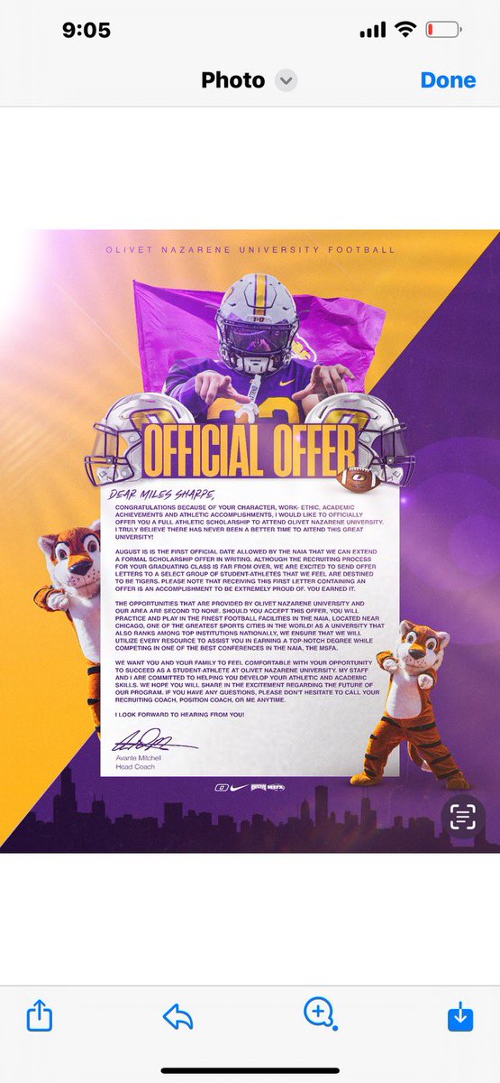 Miles Sharp (@sharp_mile34146) on Twitter photo I am blessed to receive an offer from Olivet Nazarene University. 💯Thank you
<a href="/CoachTreC/">Tre Collins</a>
<a href="/T_Wilson11/">Coach T. Wilson</a>
<a href="/CoachJoshAl10/">CoachJoshAl</a>
<a href="/PatrickSharpeFB/">Patrick Sharpe</a>
<a href="/Coach_DGilbert/">DeShawn Gilbert</a>
<a href="/CoachSnowden/">Vernard Snowden</a>
<a href="/alex_pallone/">Alex Pallone</a> I am blessed to receive an offer from Olivet Nazarene University. 💯Thank you
<a href="/CoachTreC/">Tre Collins</a>
<a href="/T_Wilson11/">Coach T. Wilson</a>
<a href="/CoachJoshAl10/">CoachJoshAl</a>
<a href="/PatrickSharpeFB/">Patrick Sharpe</a>
<a href="/Coach_DGilbert/">DeShawn Gilbert</a>
<a href="/CoachSnowden/">Vernard Snowden</a>
<a href="/alex_pallone/">Alex Pallone</a>