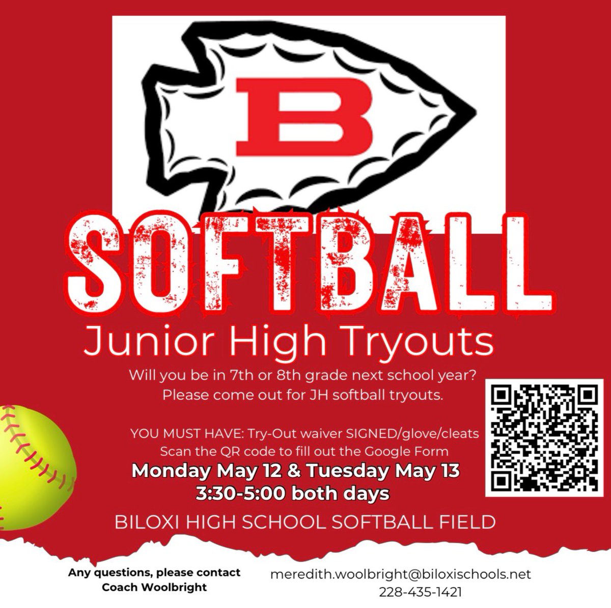 Please use the QR code to sign up for our Junior High Softball Tryouts!

#BlxIndianNation | #OneTribe | #P413