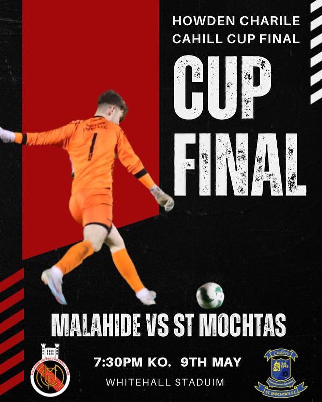 Our senior 1 Sunday side are in Cup Final action this Friday night 

🏆Howden Charile Cahill Cup Final 🏆

Vs St Mochtas 

🏟️ Whitehall Staduim 
⏰ 7:30 kick off 
May 9th 

All support welcome to  Whitehall on Friday night to cheers on our side 🔴⚫️

€5 on the gate for Adults,