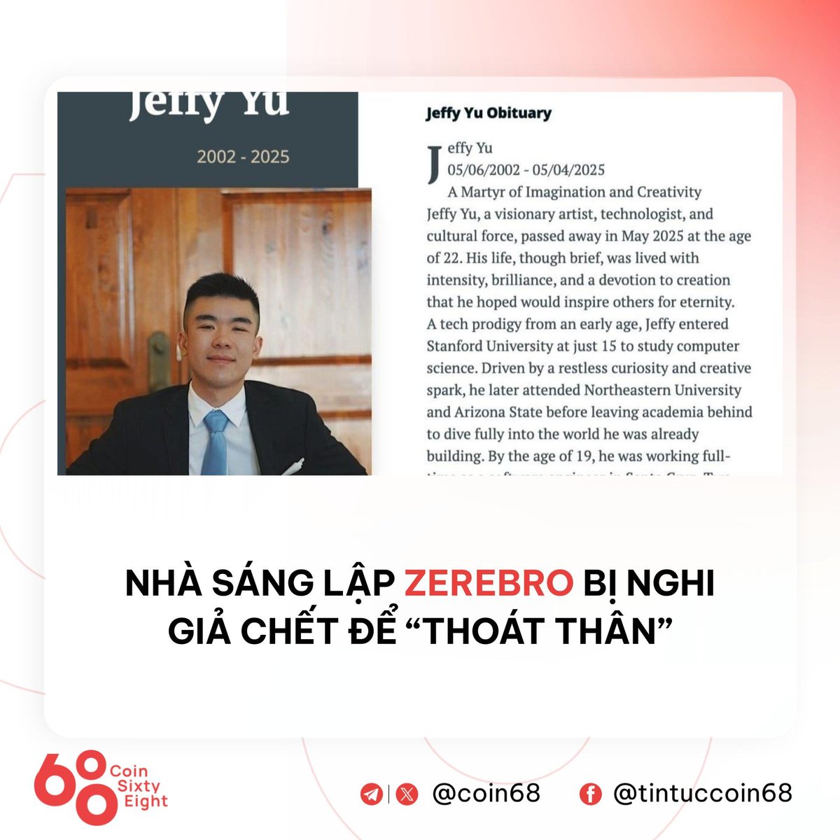 Dù có thông tin đã qua đời, địa chỉ ví của nhà đồng sáng lập Jeffy Yu vẫn  tiếp tục giao dịch ZEREBRO khiến cộng đồng đặt nghi vấn về một màn 