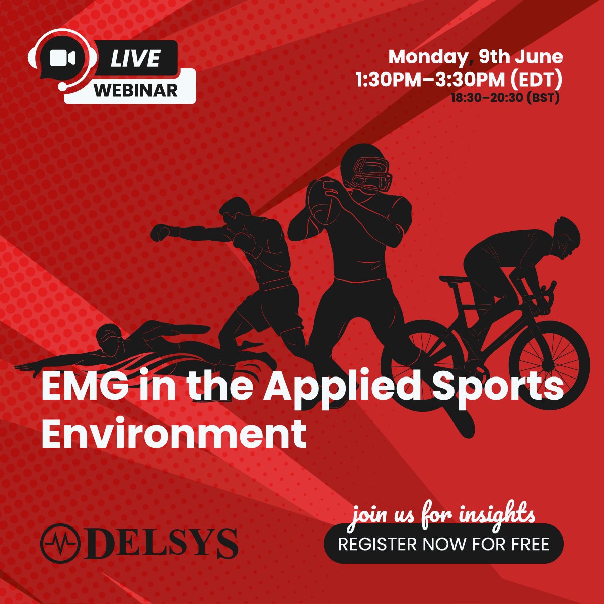 📢Free Webinar: EMG in the Applied Sports Environment

🗓️ 9th June | ⏰ 1:30 - 3:30 EDT

💻 Learn how to use EMG effectively in sport - real-world tips, case studies &amp; practical insights.

🔗 Register: delsys.com/event/webinar-…

#EMG #AppliedSport #Delsys