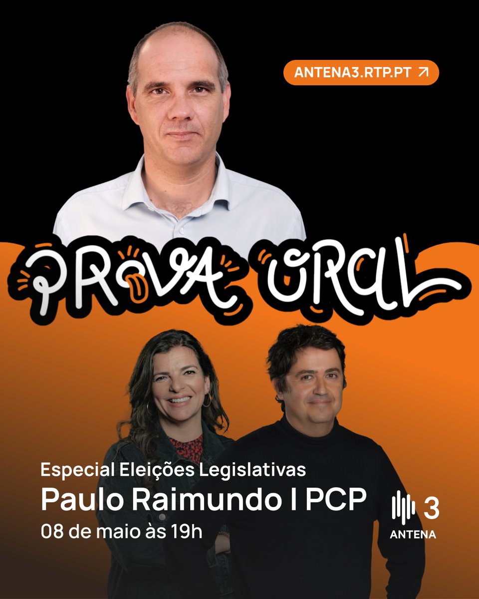 antena3rtp's tweet photo. Amanhã, na #ProvaOral, o participante é Paulo Raiumundo, candidato a Primeiro Ministro de Portugal.
Relembramos que todos os ouvintes podem participar em direto através do WhatsApp do programa: 9️⃣6️⃣ 0️⃣3️⃣8️⃣ 6️⃣2️⃣ 7️⃣2️⃣
📌 https://t.co/OuXk1T3Xvo https://t.co/4qTTWv4D7Q