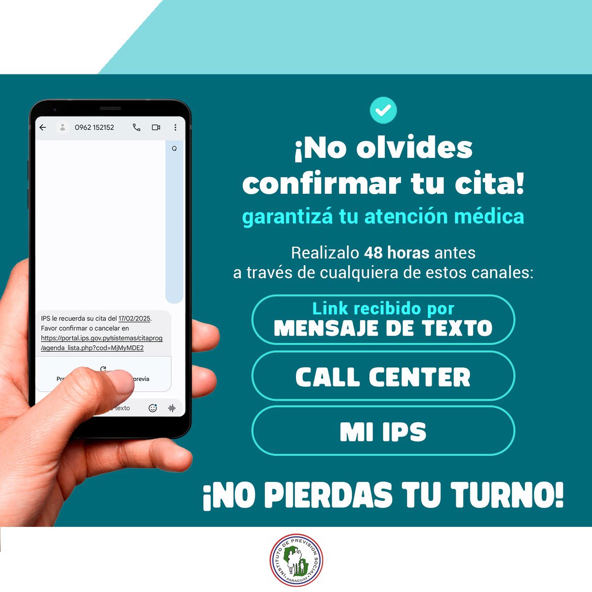 Atención! 📢 Desde hoy, el Centro Odontológico 🦷 (6 de mayo) y el Hospital Geriátrico 🏥 (jueves 8) ingresan al modelo de cancelación de citas. No olvides confirmar tu cita para no perder tu turno ✅.