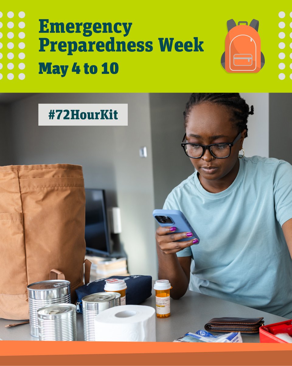 PublicHealthSD's tweet photo. Emergency Preparedness Week is May 4 to 10. Prepare yourself and your family by creating a 72-hour emergency kit! Learn more at https://t.co/pDZxhhLpcU. 

#EmergencyPreparednessWeek #PublicHealth #72HourKit #EPWeek2025 #Sudbury #Manitoulin https://t.co/OKLQCyxPJ9