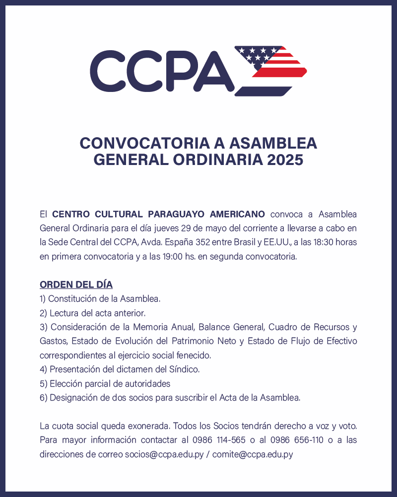 ⚠️ATENCIÓN⚠️
CONVOCATORIA A ASAMBLEA GENERAL ORDINARIA 2025