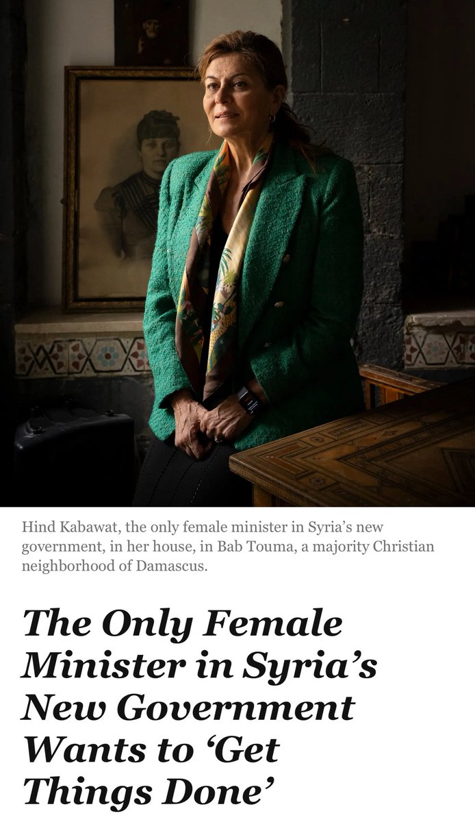 MG (@mhdaghanem) on Twitter photo Proud of my friend and longtime colleague <a href="/HindKabawat/">Hind Kabawat</a>, now #Syria’s Minister of Social Affairs and Labor. We’ve worked together for years in the pursuit of peace, dialogue, and justice for all #Syrians.
Read her story in the <a href="/nytimes/">The New York Times</a>: nytimes.com/2025/05/06/wor…
“In the course of Proud of my friend and longtime colleague <a href="/HindKabawat/">Hind Kabawat</a>, now #Syria’s Minister of Social Affairs and Labor. We’ve worked together for years in the pursuit of peace, dialogue, and justice for all #Syrians.
Read her story in the <a href="/nytimes/">The New York Times</a>: nytimes.com/2025/05/06/wor…
“In the course of