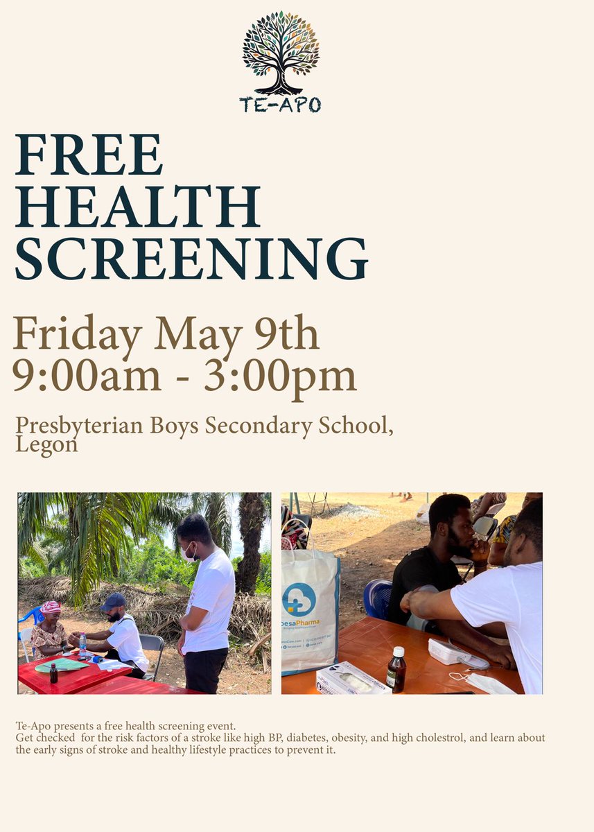 Excited to announce our first health screening for this stroke month happening this Friday. This marks one out of a few that we would be organising this stroke month, to identify at risk individuals and spread awareness about stroke disease. 
Send a DM us to volunteer or support.