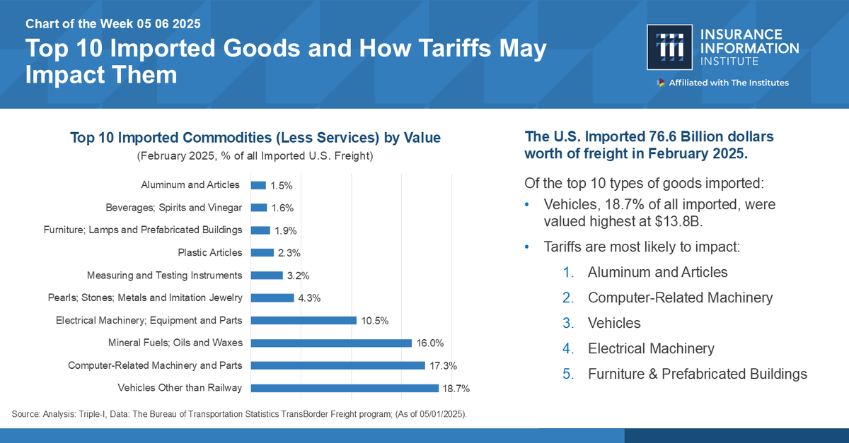 Our latest Chart of the Week shows the U.S. Imported 76.6 Billion dollars worth of freight in February 2025, and the highest value of commodities imported. 

#ChartOfTheWeek #InflationTrends #EconomicInsights