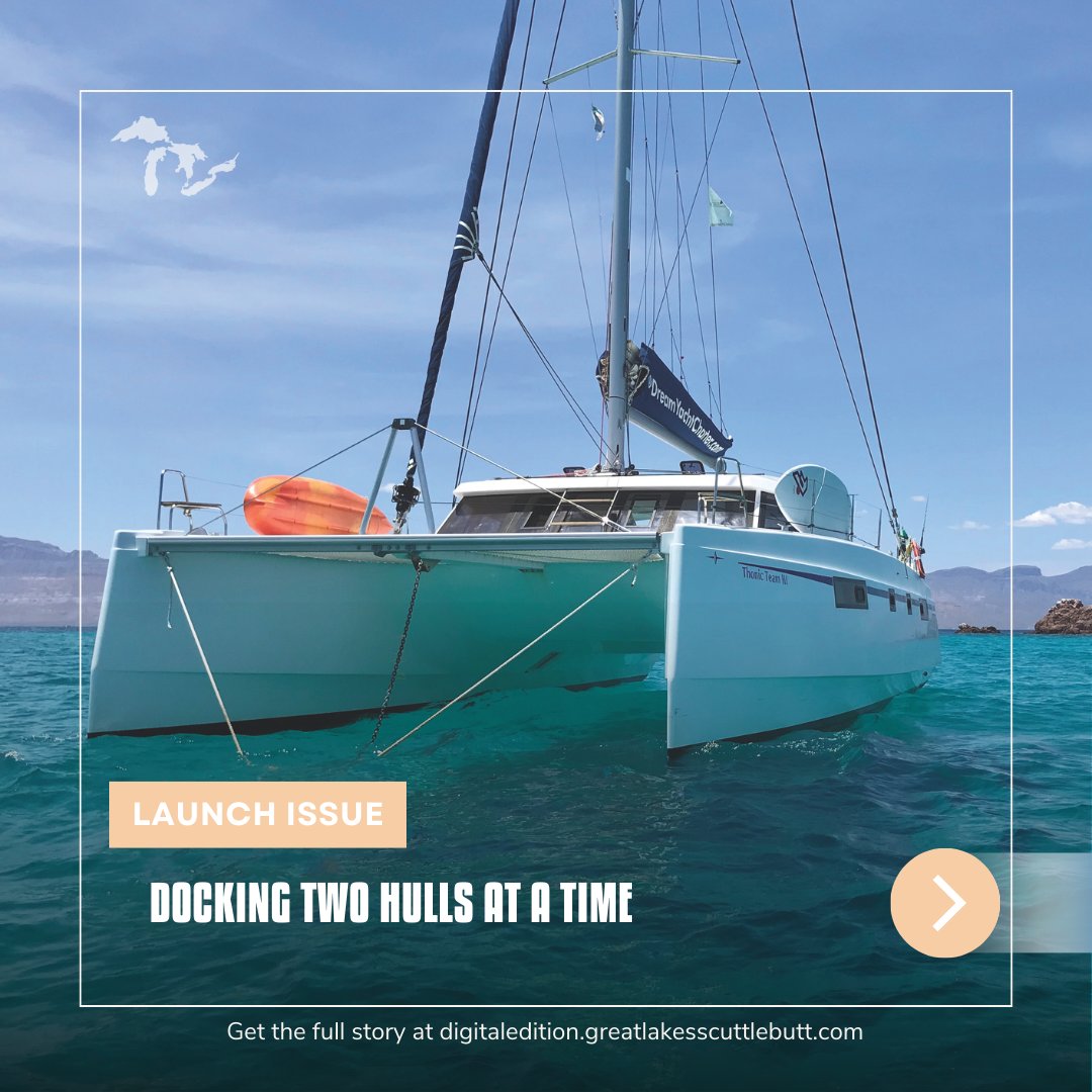 GLScuttlebutt's tweet image. Whether it’s backing into tight marinas, Med-mooring, or picking up a mooring ball in a cross-breeze, cats give you control that monohulls can’t match.

Forget the drama. It’s technique and, with practice, you’ll be spinning and sliding a cat into place like a pro.