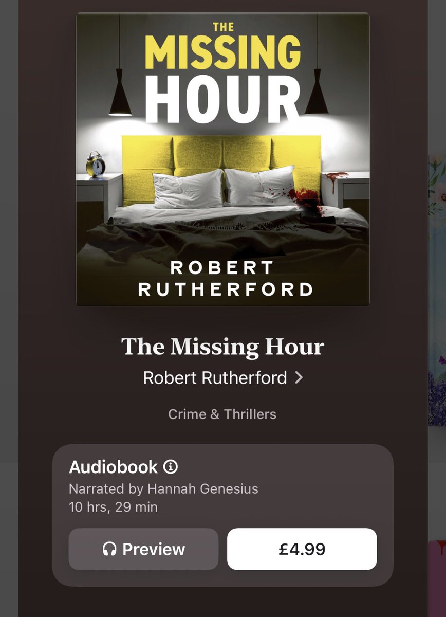 Robert Rutherford (@rutherfordbooks) on Twitter photo The lovely folks at <a href="/AppleBooks/">Apple Books</a> have slashed the audio version of #TheMissingHour so you can fill your lugs for less. Also have to say <a href="/hgenesius/">Hannah Genesius</a> has done an amazing job narrating 👏🏻👏🏻👏🏻
books.apple.com/gb/audiobook/t… The lovely folks at <a href="/AppleBooks/">Apple Books</a> have slashed the audio version of #TheMissingHour so you can fill your lugs for less. Also have to say <a href="/hgenesius/">Hannah Genesius</a> has done an amazing job narrating 👏🏻👏🏻👏🏻
books.apple.com/gb/audiobook/t…