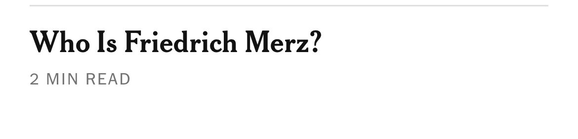 That’s all we get these days - 🇩🇪 chancellor explained in 2 mins. Let’s hope  it’s a more interesting read at the end of his chancellorship