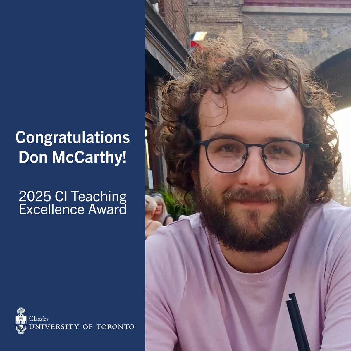 Congratulations to Classics' Don McCarthy, recipient of the 2025 CI Teaching Excellence Award! classics.utoronto.ca/news/don-mccar…